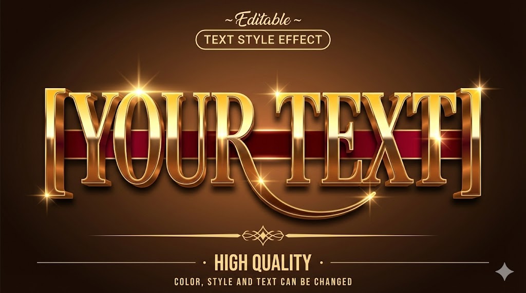 Premium Luxury Golden Glossy Text – Cinematic Brand Typography